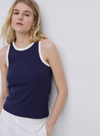 Corina Vest Top in Navy/Ecru from Yerse