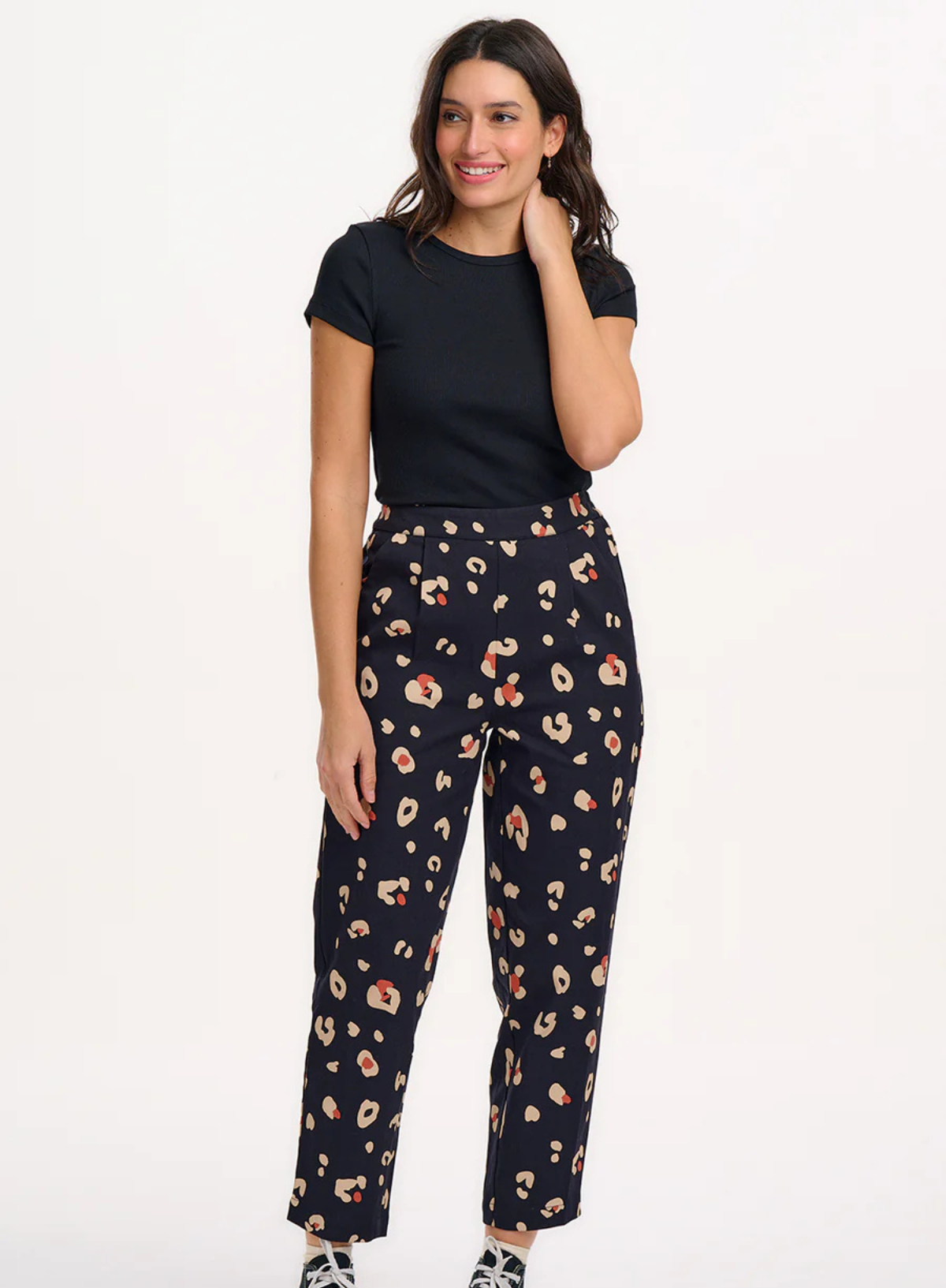 Romney Trousers in Black & Tan Leopard Print from Sugarhill