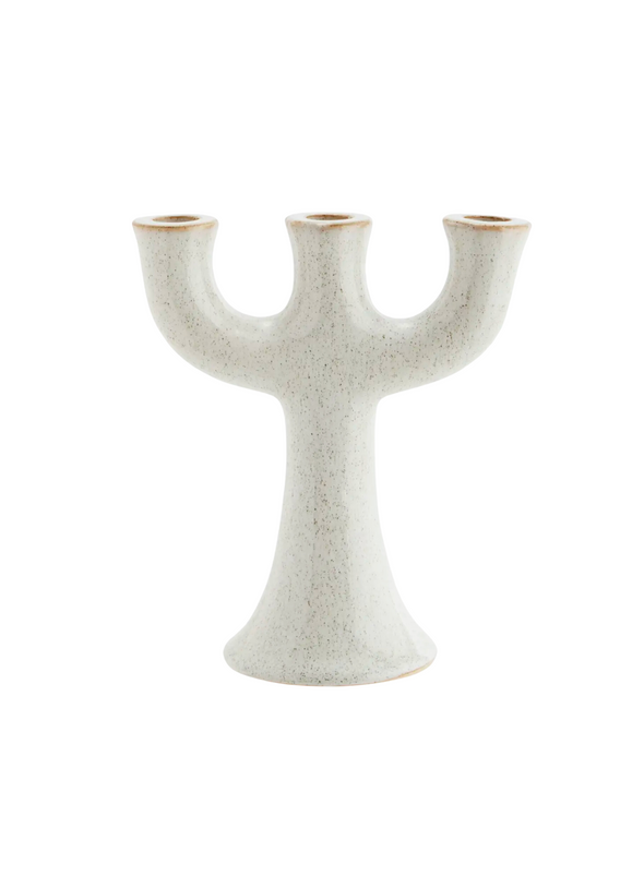 Off White Stoneware Candle Holder from Madam Stoltz