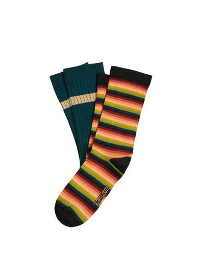 Socks 2-Pack Mimmi Stripe in Pine Green from King Louie