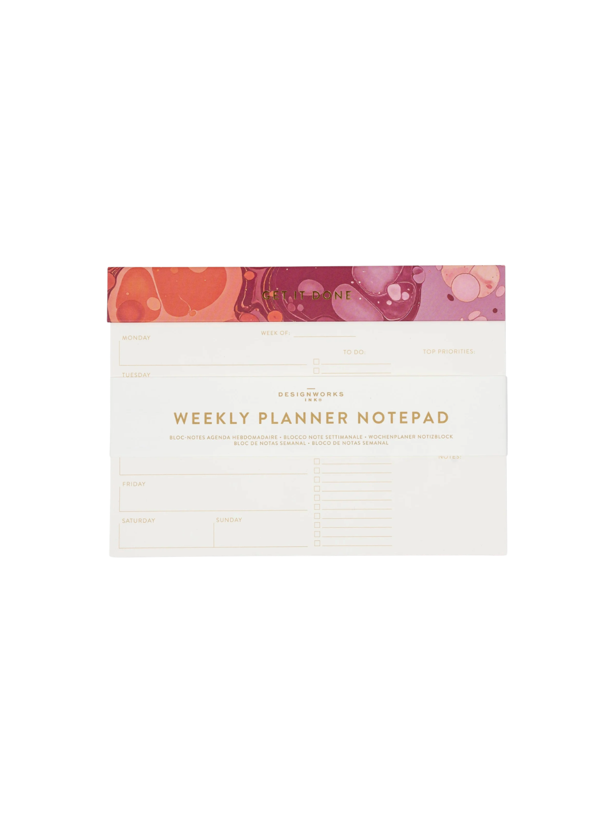 Designworks Ink  Marble Weekly Planner Notepad - Cherry Peach