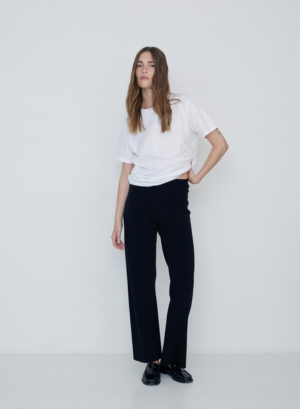 Lavander Wide Leg Trousers in Black from Yerse