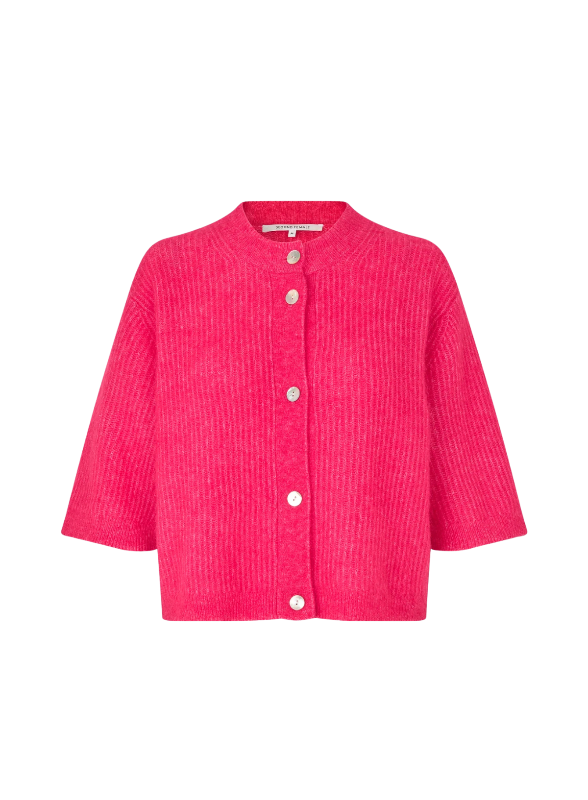 Second Female Andrea Knit Rib Cardigan in Raspberry Sorbet