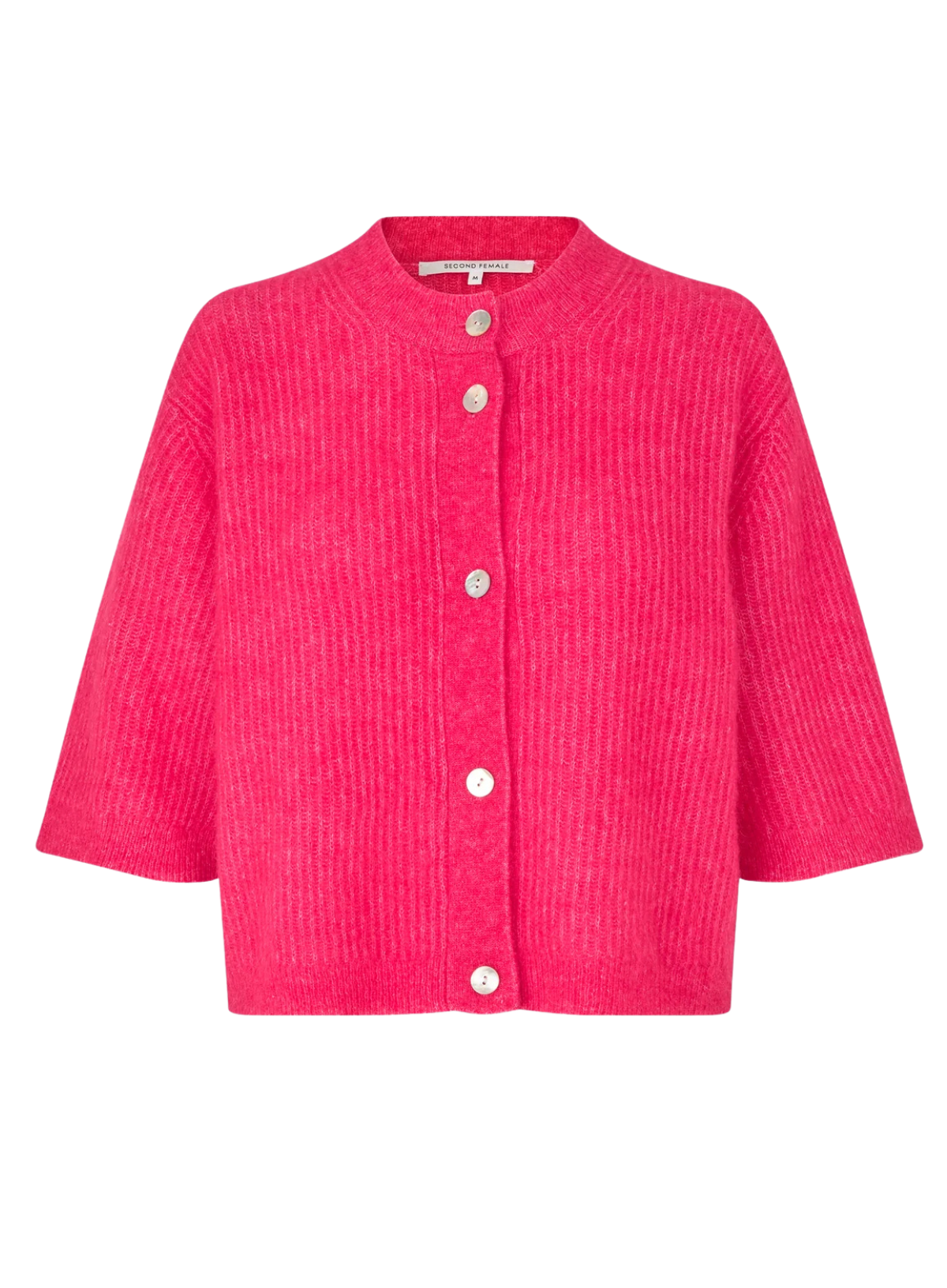 Second Female Andrea Knit Rib Cardigan in Raspberry Sorbet