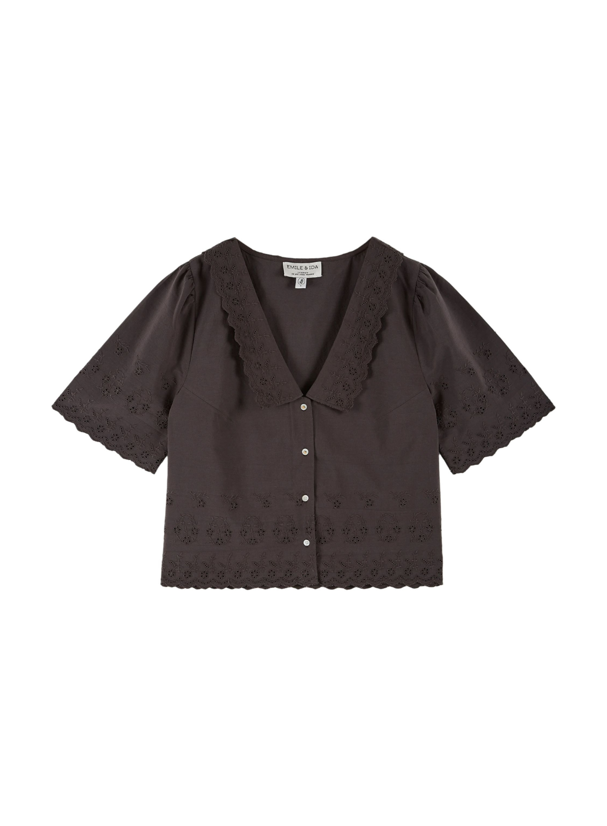 Babette English Embroidery Blouse in Bitume from Emile & Ida