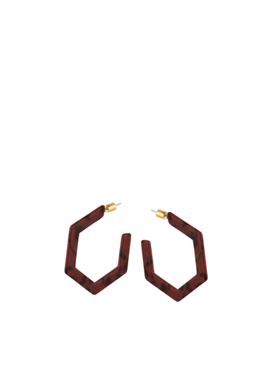 Oleandre Resin Hexagon Statements Hoops in Cacao Black from Big Metal