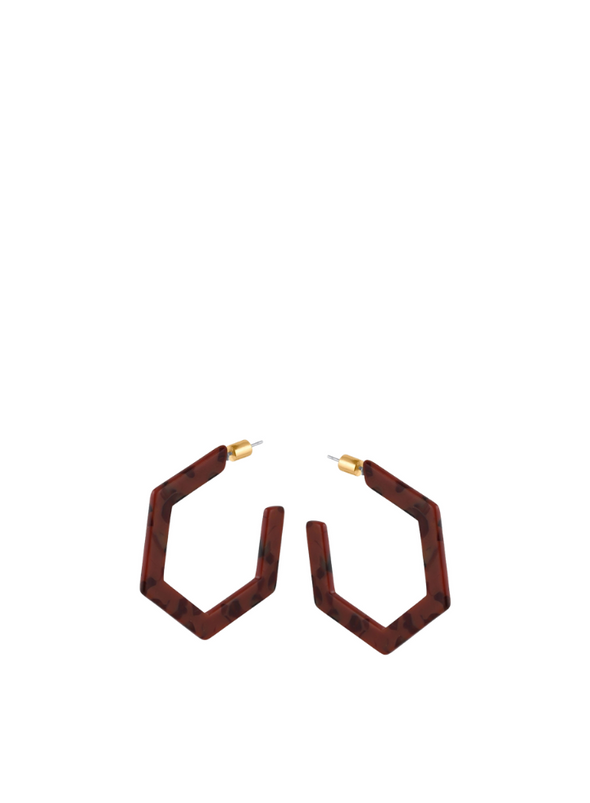 Oleandre Resin Hexagon Statements Hoops in Cacao Black from Big Metal