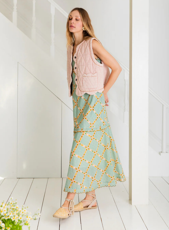 Estelle Scallop Edge Gilet in Chalk Pink from Bonté