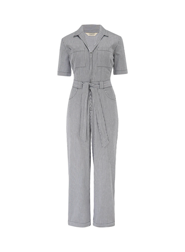 Meredith Boilersuit in Monochrome Stripe from Sugarhill
