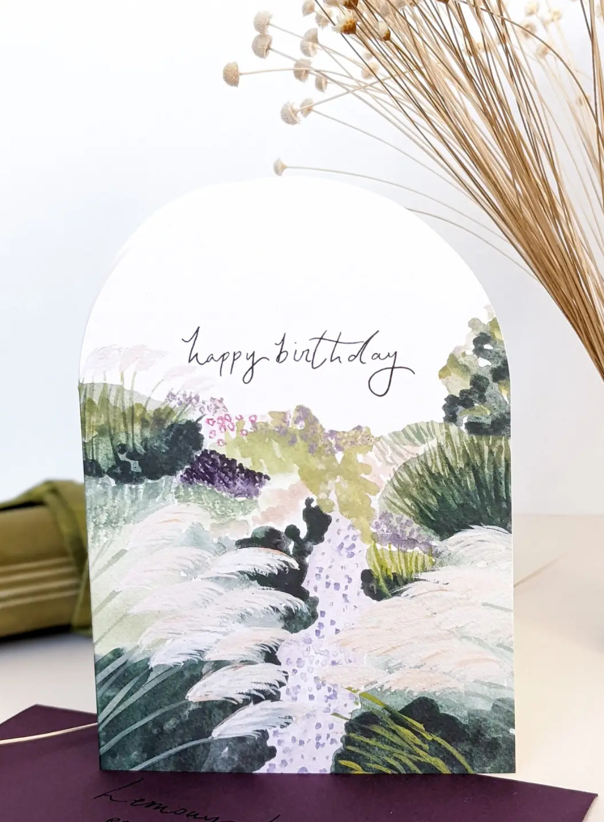 Happy Birthday Pampas Garden Birthday Card from The Hidden Pearl Studio