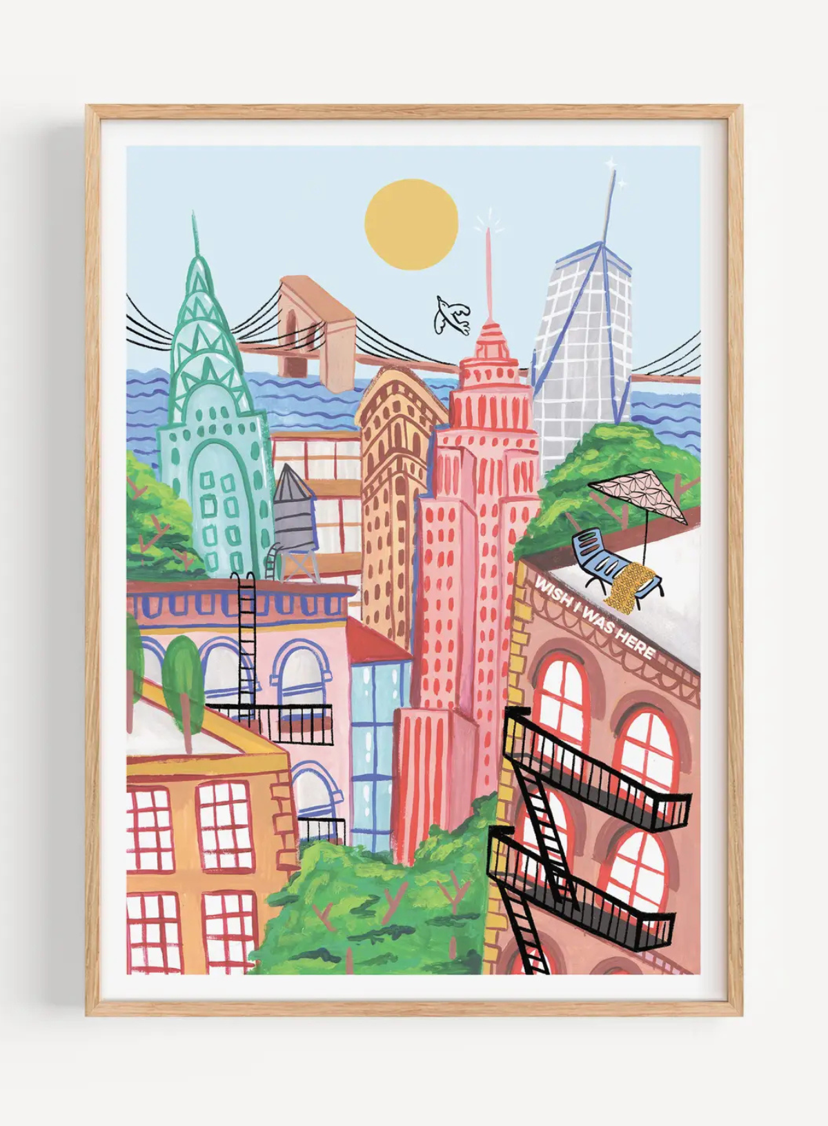 NYC Wish I Was Here Art Print: A4 from Callie Stay Cool