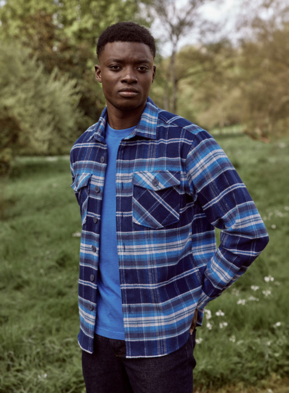 Flavigny Cotton Shirt in Navy & Dark Blue from Faguo
