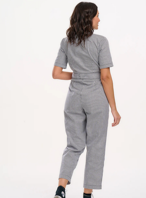 Meredith Boilersuit in Monochrome Stripe from Sugarhill