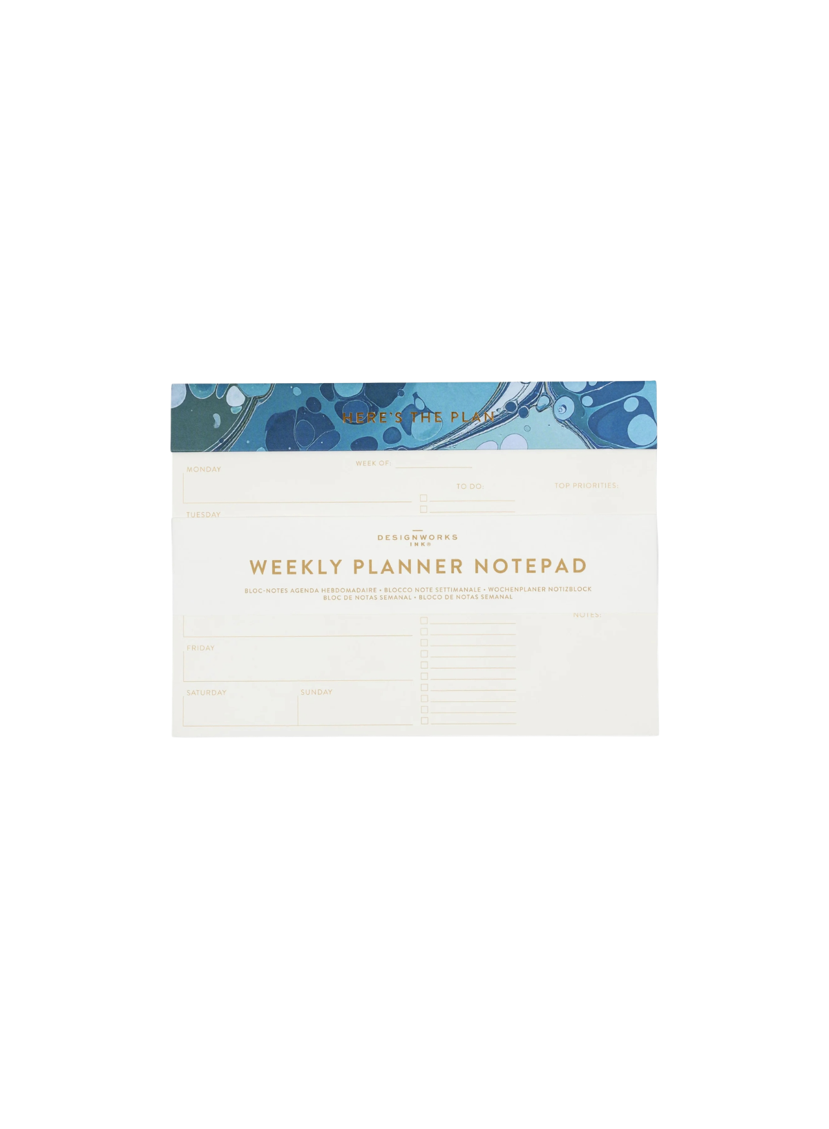 Designworks Ink  Marble Weekly Planner Notepad - Teal