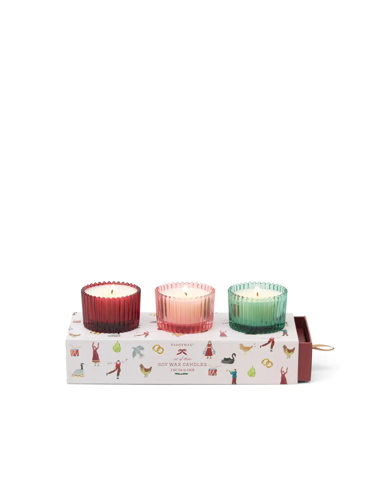 Ribbed Glass Set - Winter Berry, Pink Peppermint & Balsam Fir from Paddywax