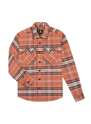Flavigny Cotton Shirt in Brick Red & Ecru from Faguo