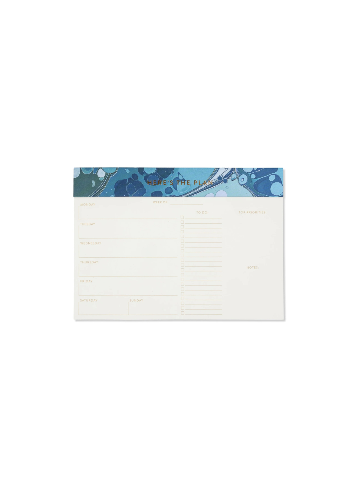 Designworks Ink  Marble Weekly Planner Notepad - Teal