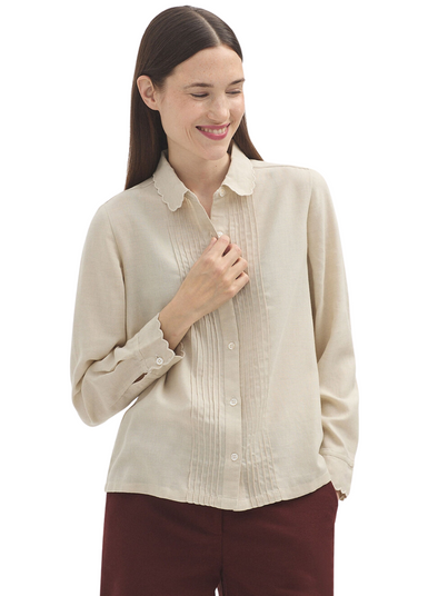 Melange Shirt with Pleats and Embroidery from Nice Things