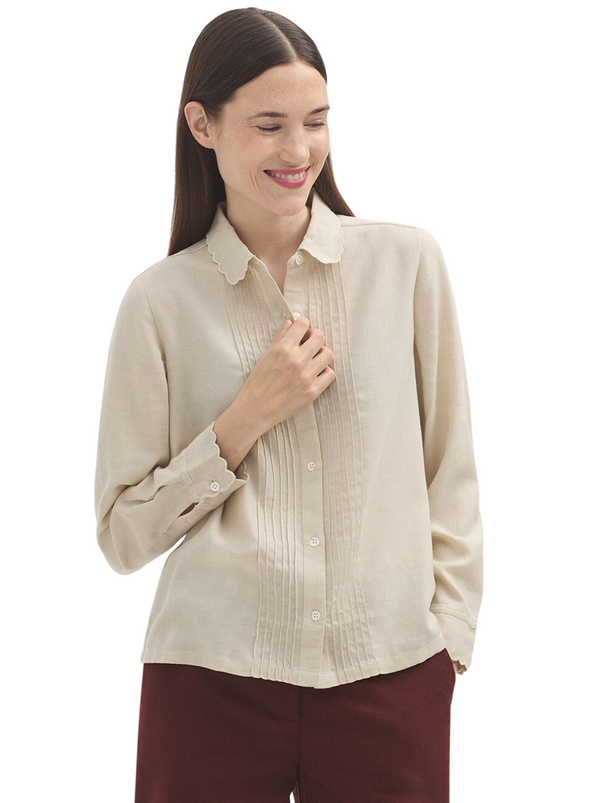 Melange Shirt with Pleats and Embroidery from Nice Things