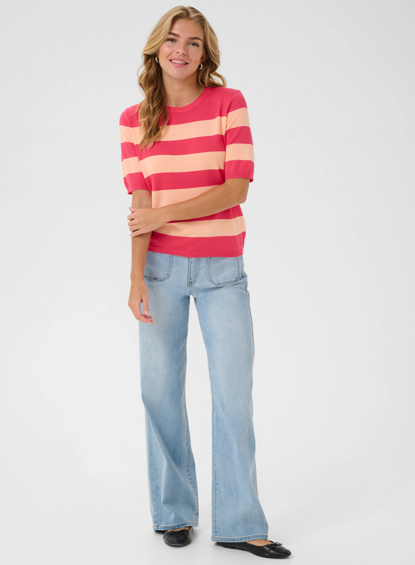 Lizza Striped Knit in Raspberry/Peach from Kaffe