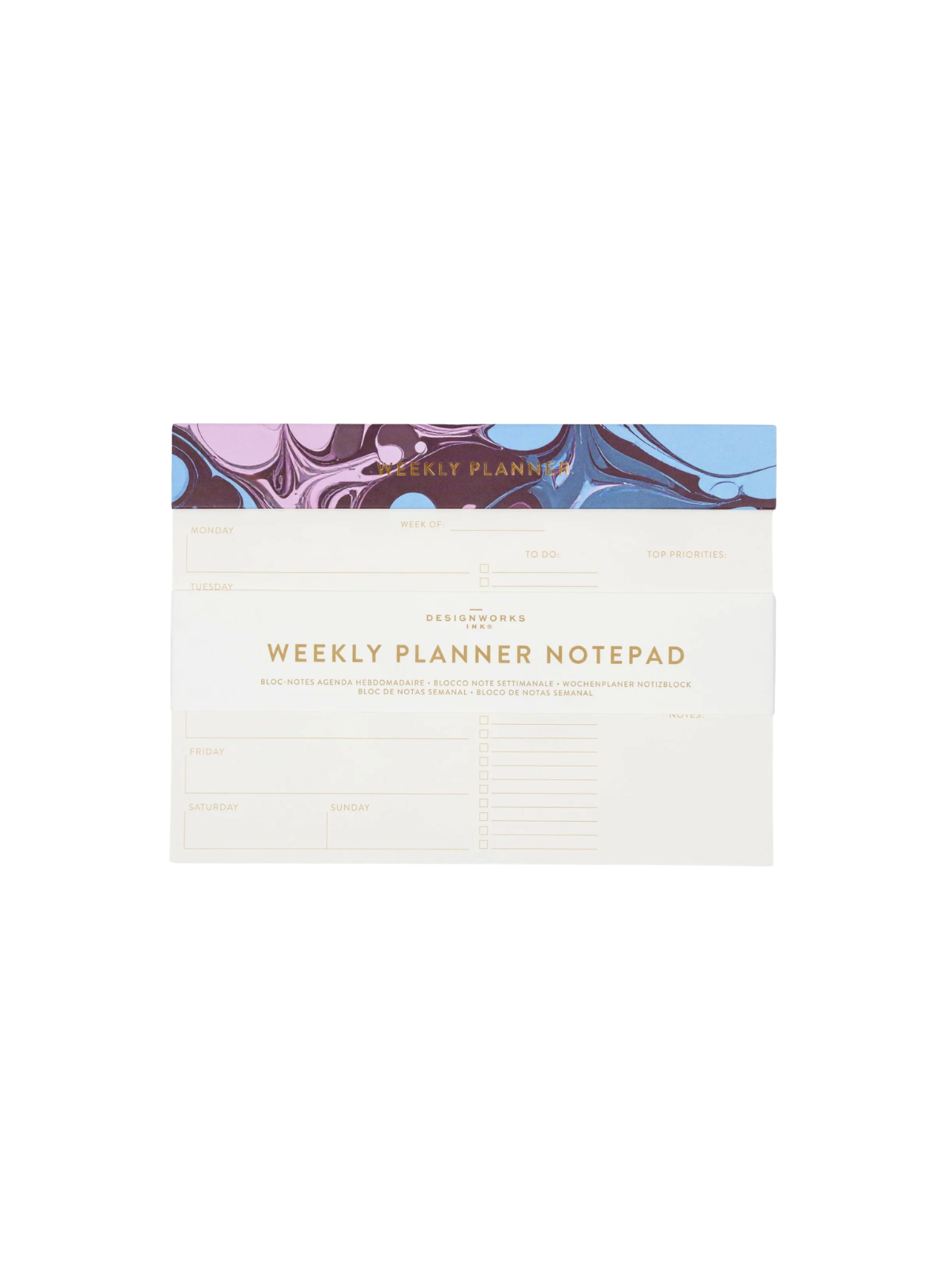 Designworks Ink Marble Weekly Planner Notepad - Burgundy Sky