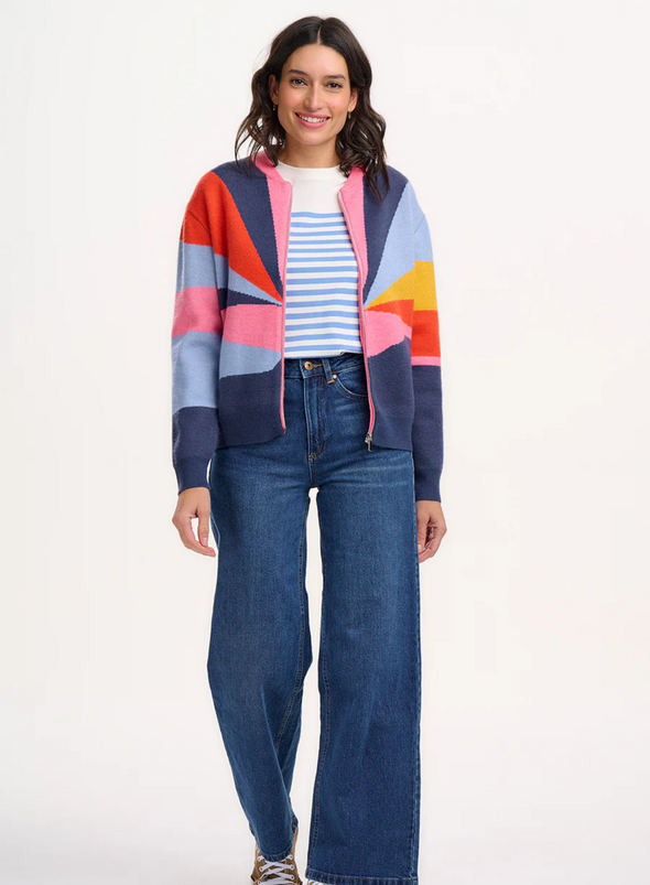 Solana Knitted Bomber in Multi Sunrays from Sugarhill