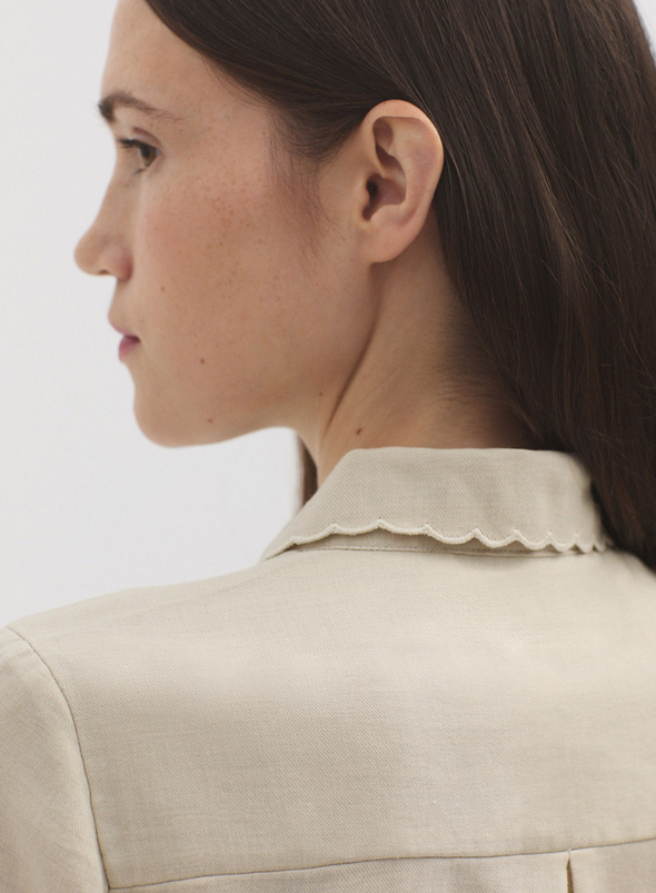 Melange Shirt with Pleats and Embroidery from Nice Things