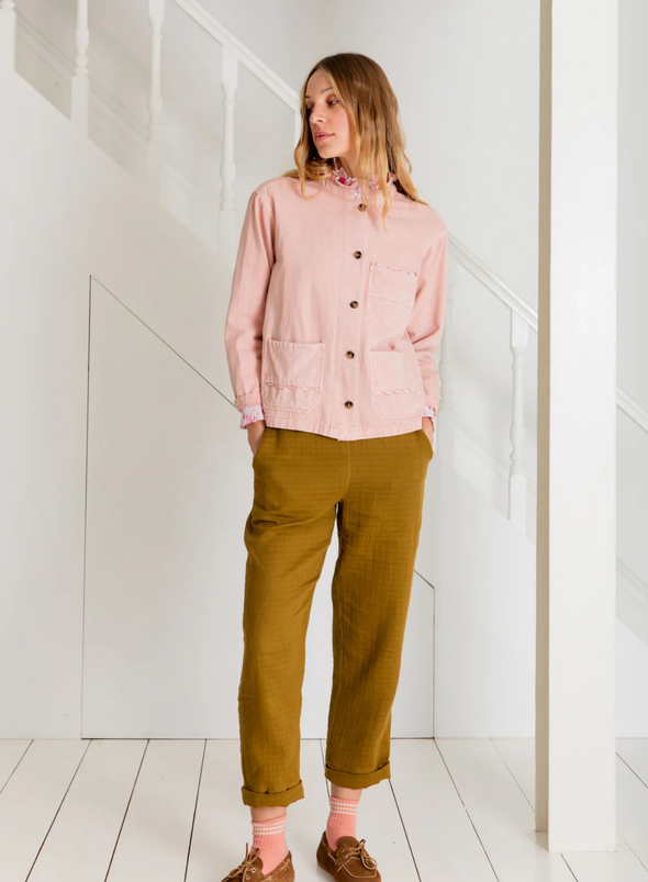 Elliot Denim Jacket in Chalk Pink from Bonté