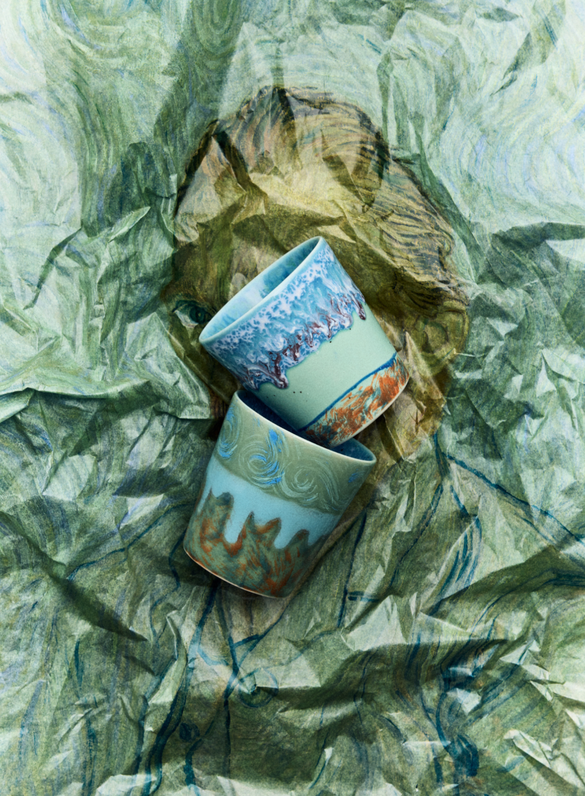 HK Living Van Gough Beaker in Self Portrait Green