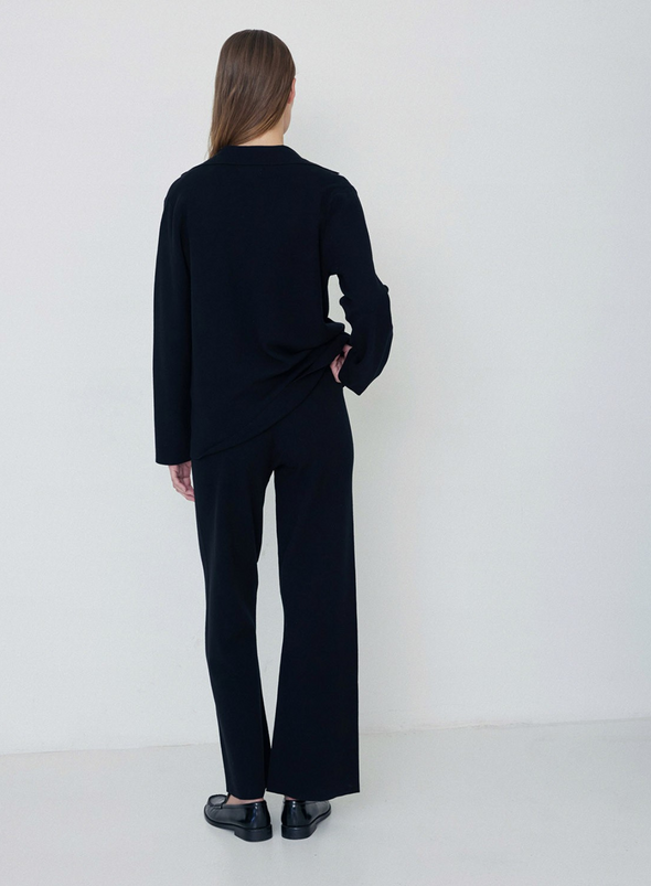 Lavander Wide Leg Trousers in Black from Yerse