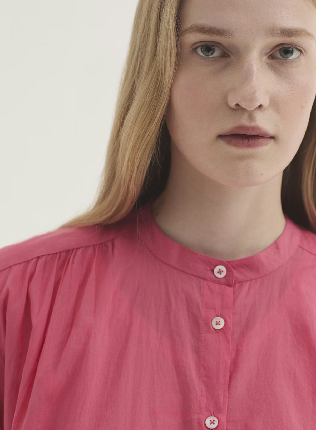 Nice Thing Cotton Voile Mandarin Collar shirt