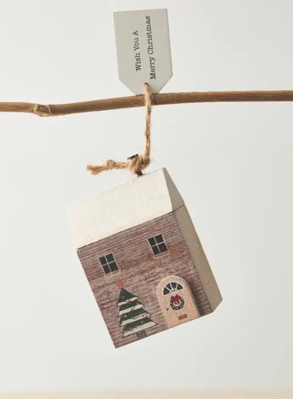 Merry Christmas Wooden House Deco 8cm from Gainsborough Gitftware