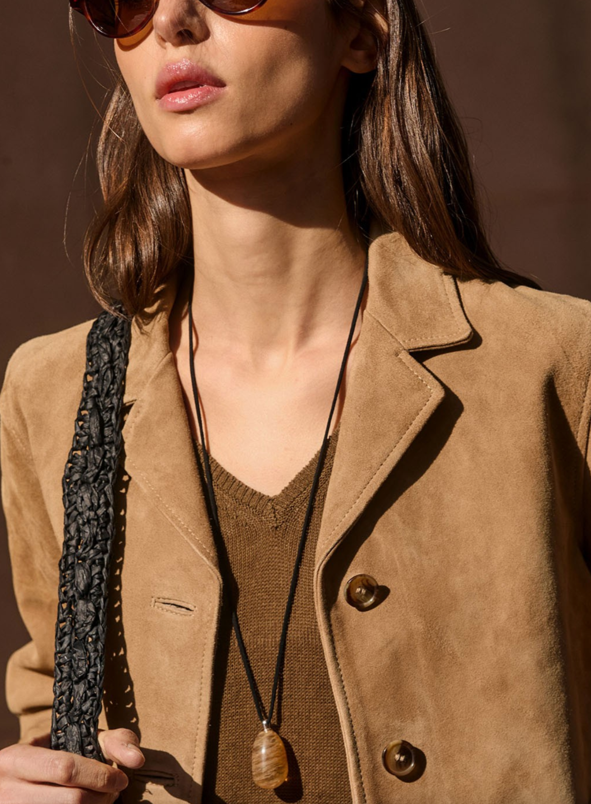 Yerse Suede Jacket with Lapels In Camel