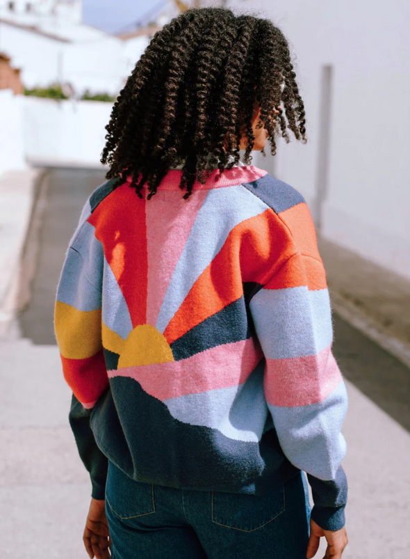 Solana Knitted Bomber in Multi Sunrays from Sugarhill
