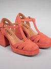 Chaza Heels in Coral Suede from Esska