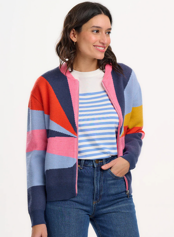 Solana Knitted Bomber in Multi Sunrays from Sugarhill