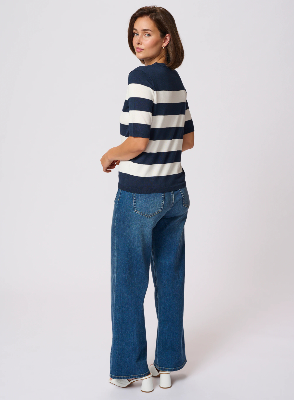 Lizza Striped Knit in Midnight/Chalk Wide Stripe from Kaffe