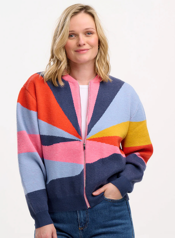 Solana Knitted Bomber in Multi Sunrays from Sugarhill