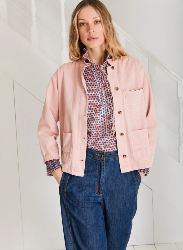 Elliot Denim Jacket in Chalk Pink from Bonté