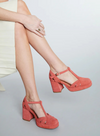 Chaza Heels in Coral Suede from Esska