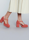 Chaza Heels in Coral Suede from Esska