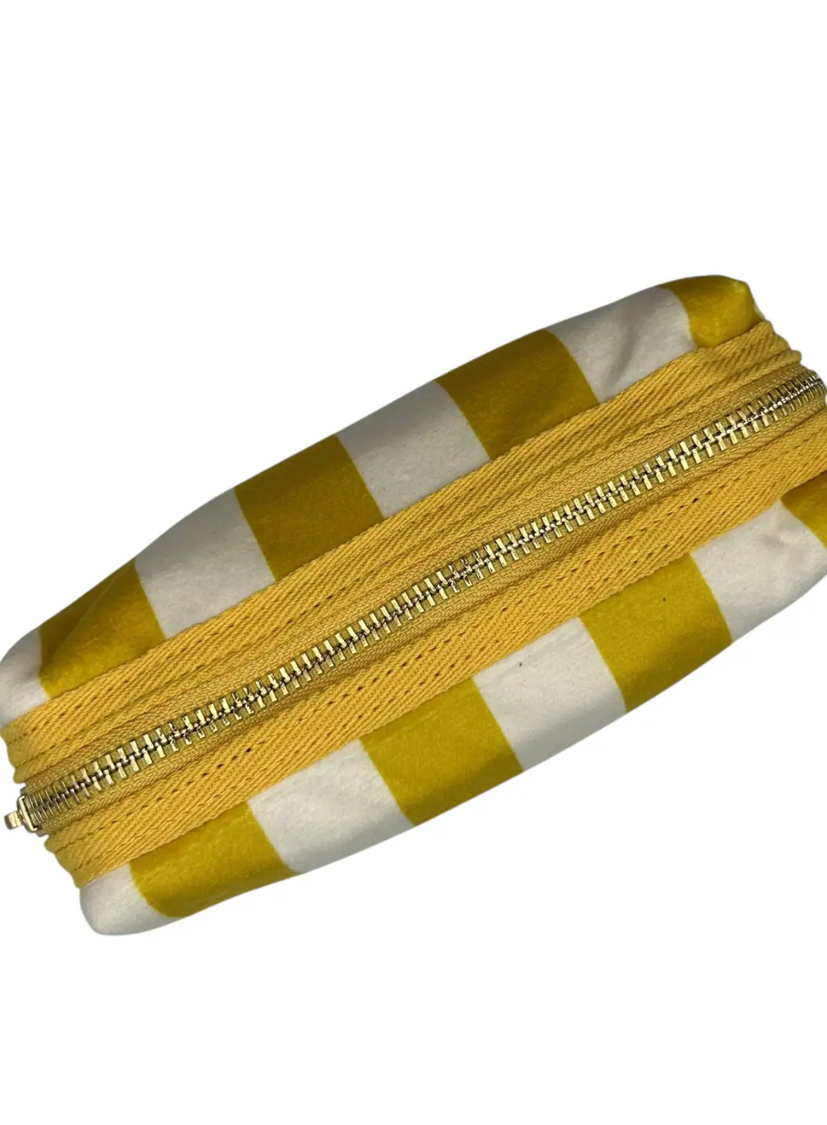 Yellow Stripe Makeup Bag & Bow Brooch from Sixton