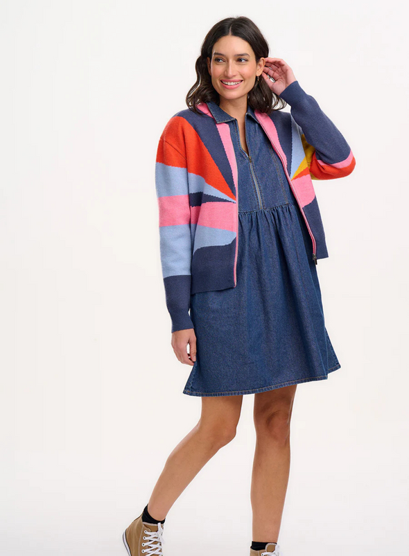 Solana Knitted Bomber in Multi Sunrays from Sugarhill