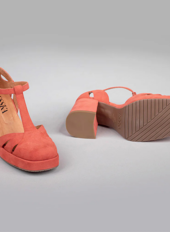 Chaza Heels in Coral Suede from Esska