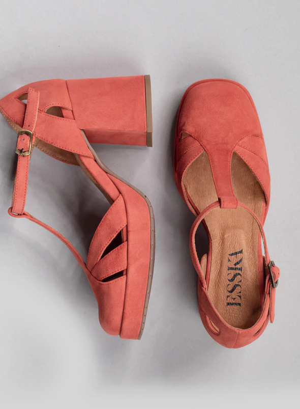 Chaza Heels in Coral Suede from Esska