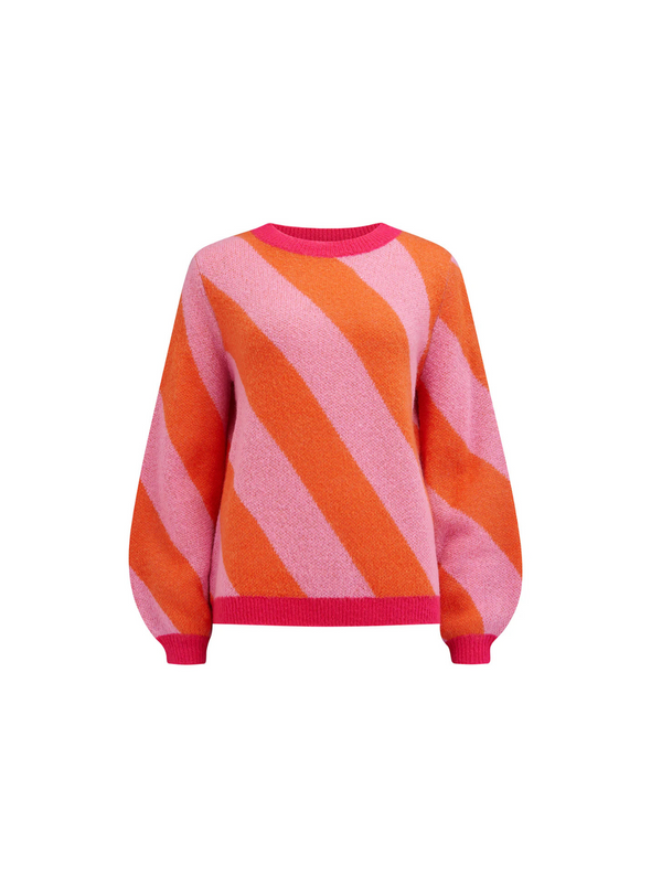 Essie Jumper in Pink/Orange Diagonal Stripe from Sugarhill