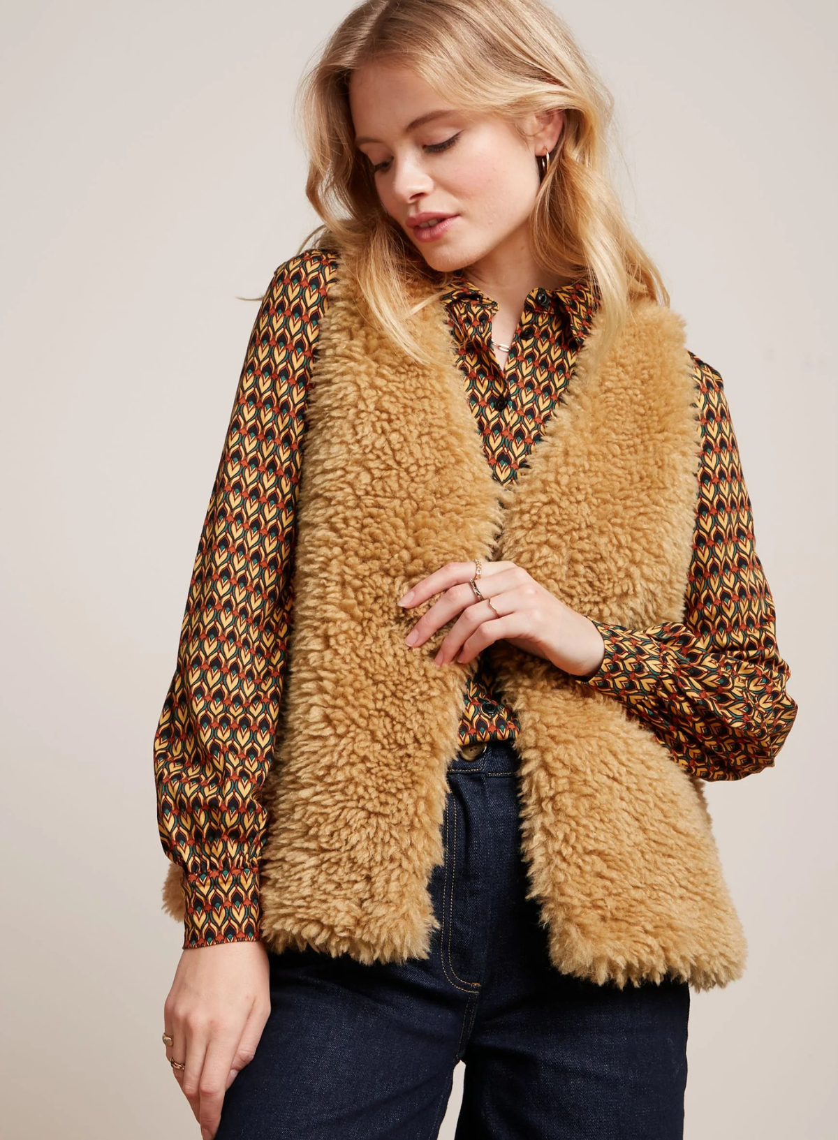 Cilla Gilet Boheme in Biscotti from King Louie