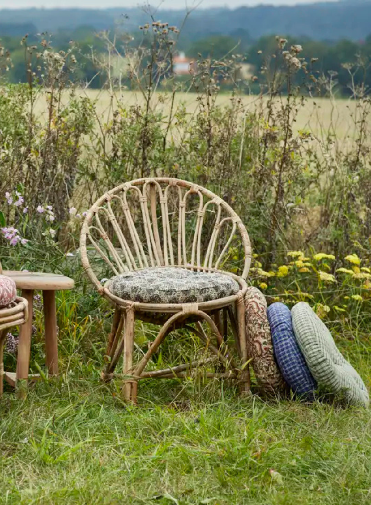 Checky Round Cotton Chair Pad from Madam Stoltz