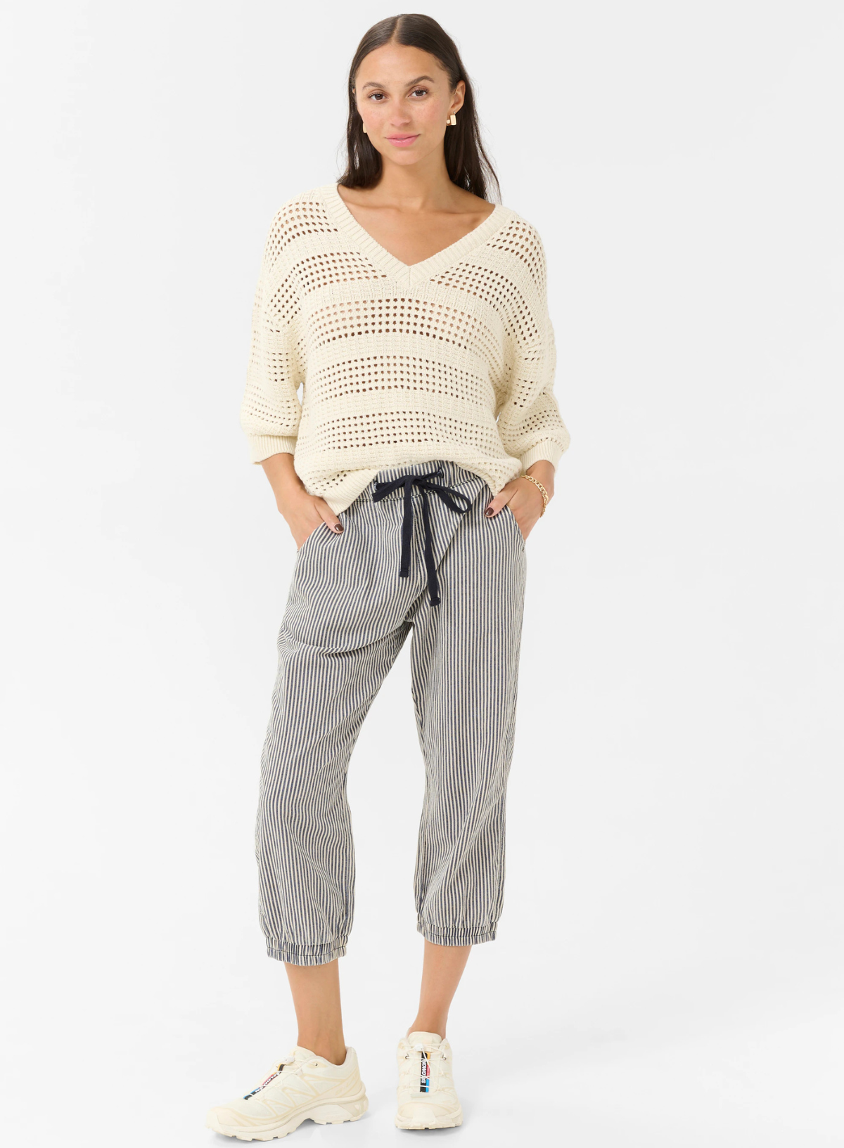 Naya Striped Capri Pants in Midnight/White from Kaffe