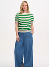 Arden Knit Top in Green/Off-White, Rainbow Tipping from Sugarhill